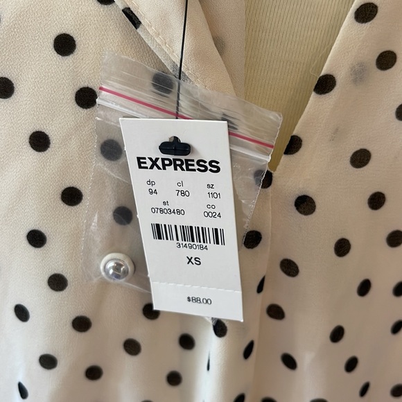 Express Black and Cream Polka-dot Dress - Picture 6 of 7